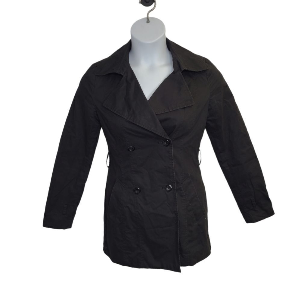 EXPRESS‎ black double breasted lightweight trenchcoat jacket XS